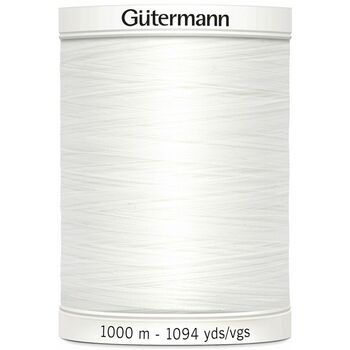 Gutermann White Sew-All Thread: 1000m - Pack of 5
