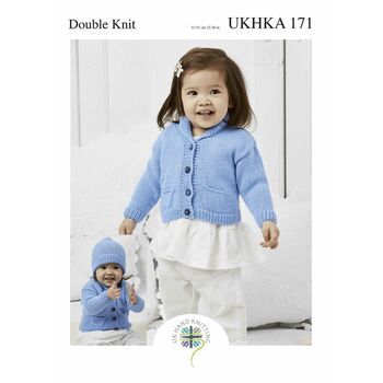 UKHKA 171 Baby Cardigan & Hat Double Knitting Pattern