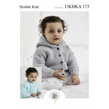 UKHKA 173 Baby Cardigan With Optional Hood Double Knitting Pattern