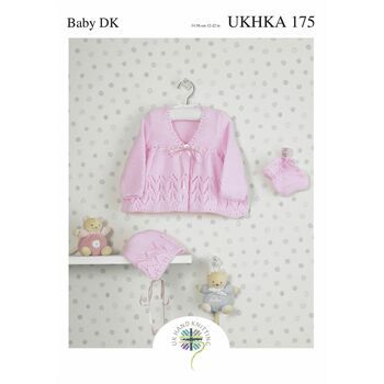 UKHKA 175 Baby Cardigan, Hat & Booties Double Knitting Pattern