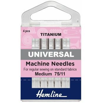 Hemline Universal Titanium Sewing Machine Needles - Medium 75/11 (4 Pieces)
