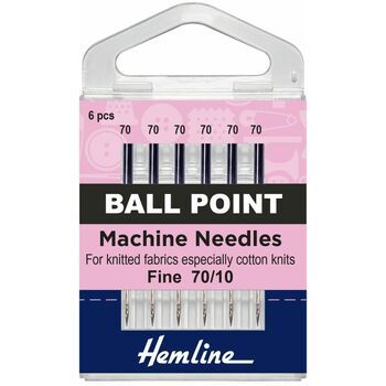 Hemline Ball Point Sewing Machine Needles - Fine 70/10 (6 Pieces)