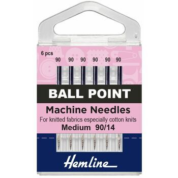 Hemline Ball Point Sewing Machine Needles - Medium/Heavy 90/14 (6 Pieces)