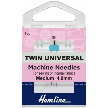 Hemline Twin Universal Sewing Machine Needles - 80/12, 4mm (1 Piece)
