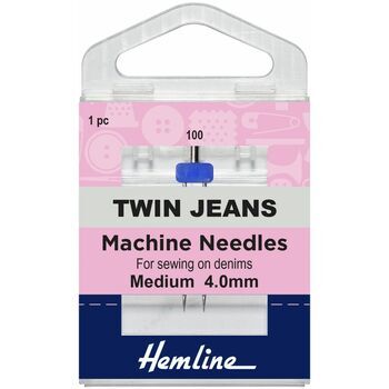 Hemline Twin Jeans Sewing Machine Needles - 100/16, 4mm (1 Piece)