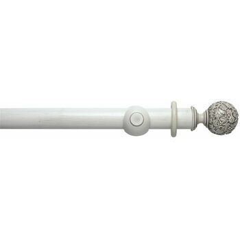 Hallis Modern Country 45mm Brushed Ivory Curtain Pole Set with Floral Finial