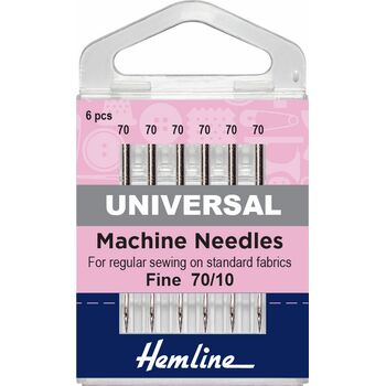 Hemline Universal Sewing Machine Needles - Fine 70/10