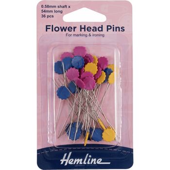 Hemline 54mm Flower Head Pins (36pcs)