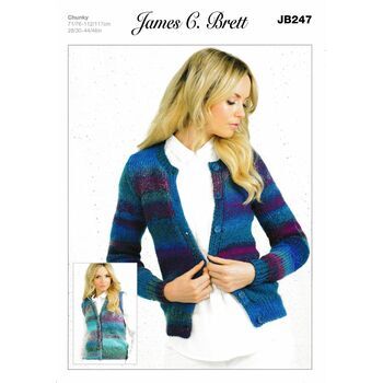 James C Brett Chunky Knitting Pattern JB247 (Womens Cardigan)