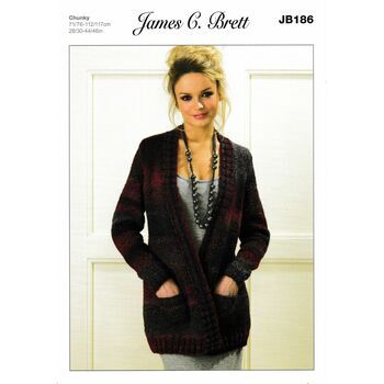 James C Brett Chunky Knitting Pattern JB186 (Womens Jacket)