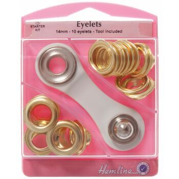 Hemline Gold Eyelets Starter Kit (14mm)