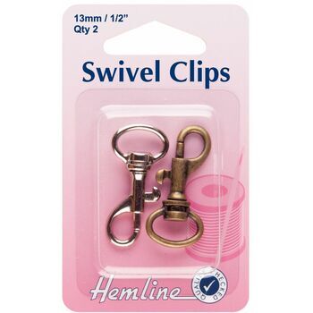 Hemline Swivel Clips - Bronze & Metal (13mm)