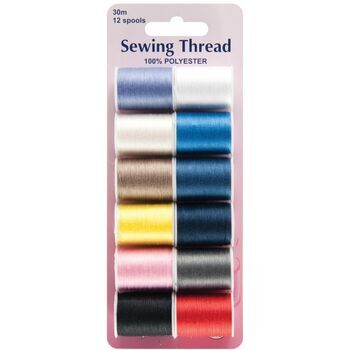 Hemline Sewing Thread - 12 Assorted Colours