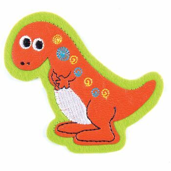 The Craft Factory Iron On / Sew On Motif - Orange Dinosaur