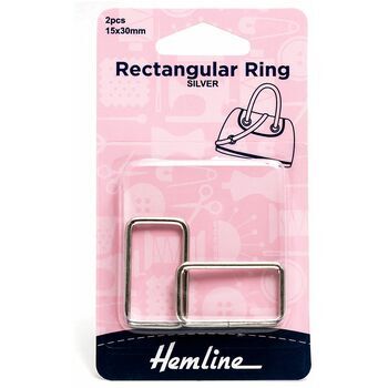 Hemline Nickel / Silver Rectangular Ring - 30mm (2 Pieces)