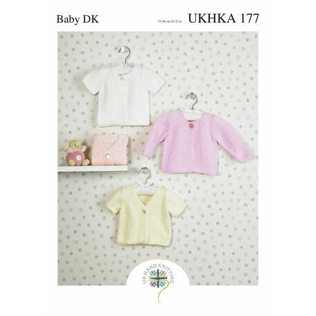 UKHKA 177 Baby Cardigans Double Knitting Pattern