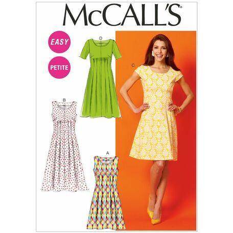 McCalls Pattern M6958 Misses'/Miss Petite/Women's/Women's Petite Tuck-Waist Dresses