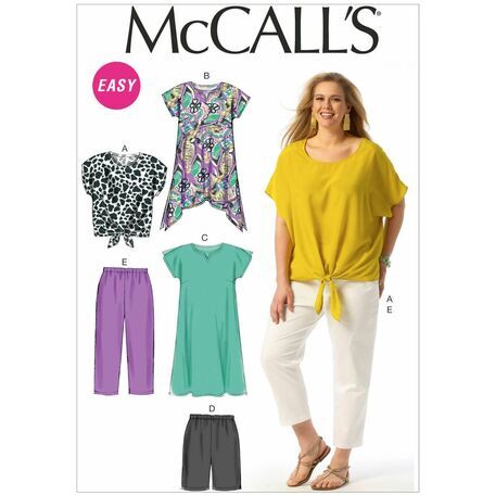 McCalls Pattern M6971 Women's Dolman Top, Tunic, Dress, Shorts and Pants