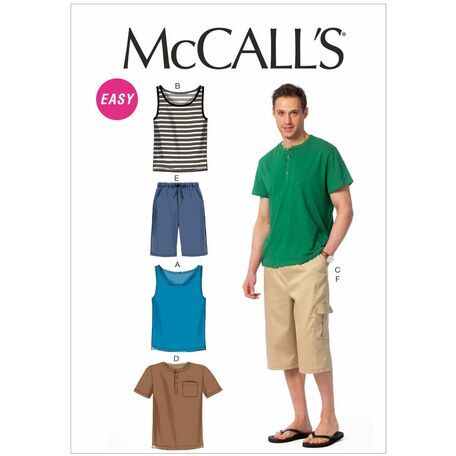 McCalls Pattern M6973 Men's Tank Tops, T-shirts and Shorts