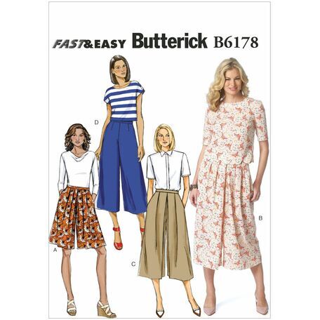 Butterick Pattern B6178 Misses' Pleated Culottes