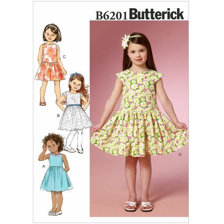 Butterick Pattern B6201 Children's/Girls' Gathered-Skirt Dresses