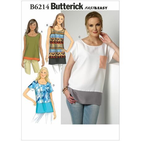 Butterick Pattern B6214 Misses' Contrast-Band Tops