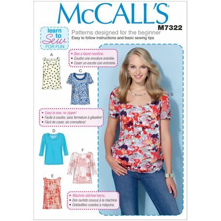 McCall's Sewing Pattern M7322 Misses Tops