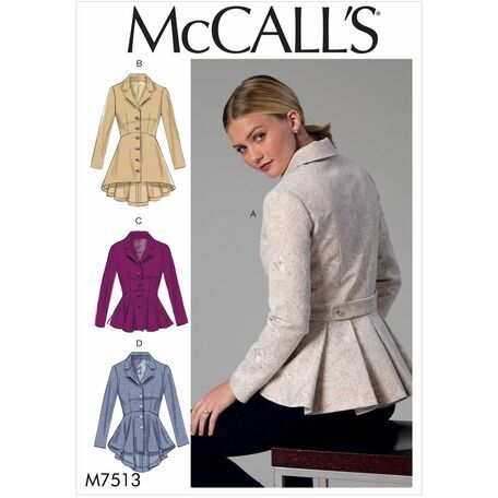 McCalls Pattern M7513 Misses' Notch-Collar, Peplum Jackets