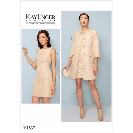 Vogue Pattern V1537 Misses' Princess Seam Jacket and V-back Dress with Straps