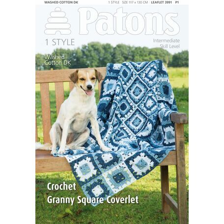 Patons Crochet Granny Square Coverlet Leaflet (3991)