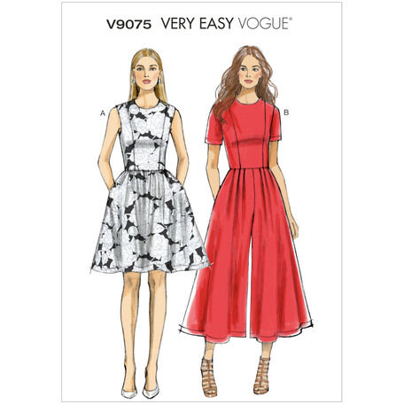 Vogue Pattern V9075 - Misses' Petite Gathered Dress and Pleated Jumpsuit