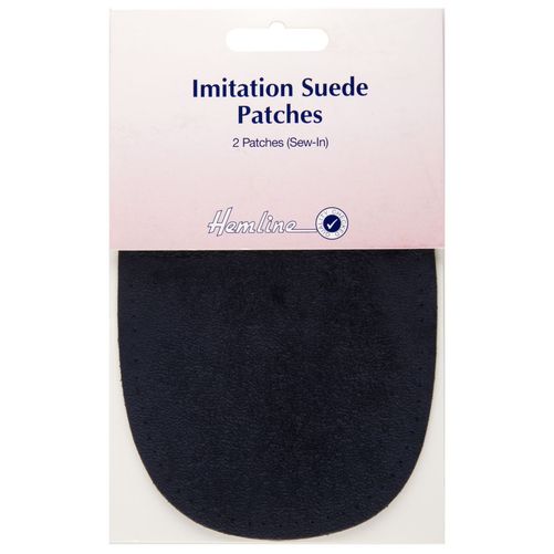 Hemline Sew-In Imitation Suede Patches - Navy Blue 10cm x 15cm 2 Pieces