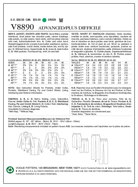 Vogue pattern V8890 from £17.50