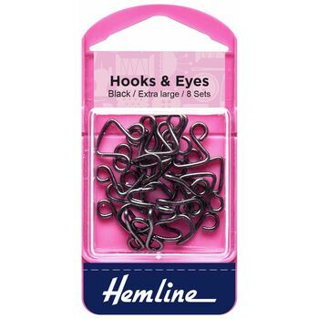 Hemline: Hook and Eyes: Black - Size 13