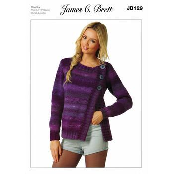 James C Brett Marble Chunky Knitting Pattern JB129 Ladies Cardigan