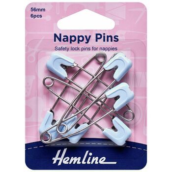 Hemline Nappy Pins (56mm) - Blue