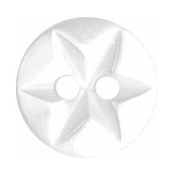 Polyester Star Button - 10mm (White)