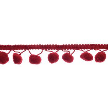 Essential Trimmings Pom Pom Trim - 20mm (Wine Red) Per metre
