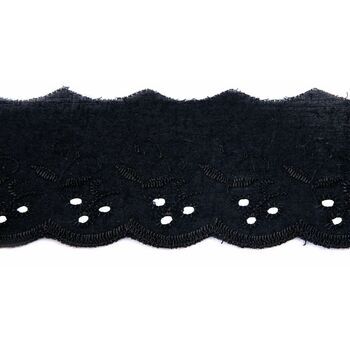 Essential Trimmings Broderie Anglaise Lace Trim - 50mm (Black) Per metre