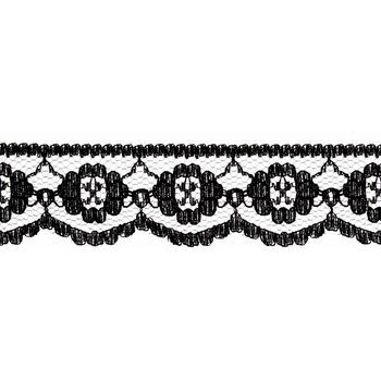 Essential Trimmings Lace Nylon Rayon Embroidery on Tulle - 25mm (Black) Per metre