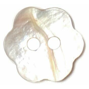 White Shell Flower Button: 2 Holes: 11mm