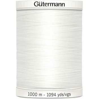 Gutermann White Sew-All Thread: 1000m - Pack of 5