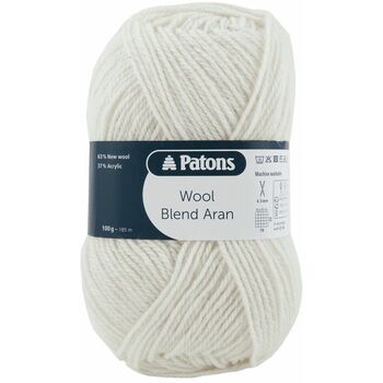 Patons Wool Blend Aran Yarn (100g) - Cream (Pack of 10)