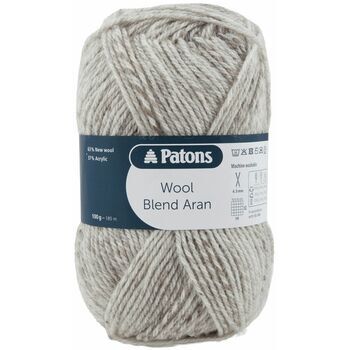Patons Wool Blend Aran Yarn (100g) - Linen Mix (Pack of 10)