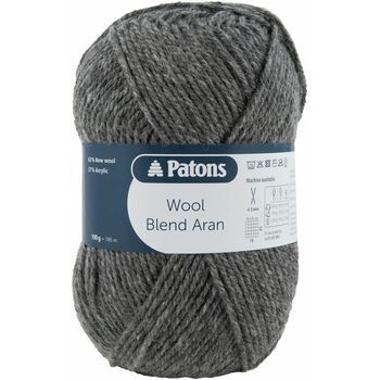 Patons Wool Blend Aran Yarn (100g) - Steel Grey (Pack of 10)