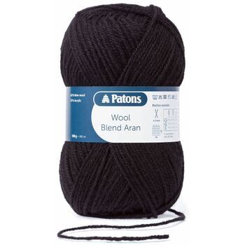 Patons Wool Blend Aran Yarn (100g) - Black (Pack of 10)