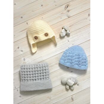 Brett DK JB704 Babies Hats In 3 Styles Crochet Pattern