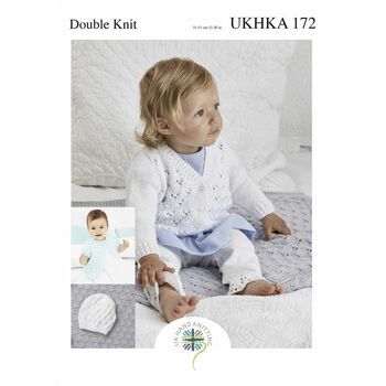 UKHKA 172 Baby Cardigan & Hat Double Knitting Pattern