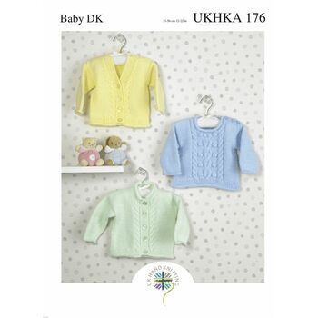 UKHKA 176 Baby Cardigan & Jumper Double Knitting Pattern