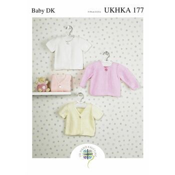 UKHKA 177 Baby Cardigans Double Knitting Pattern